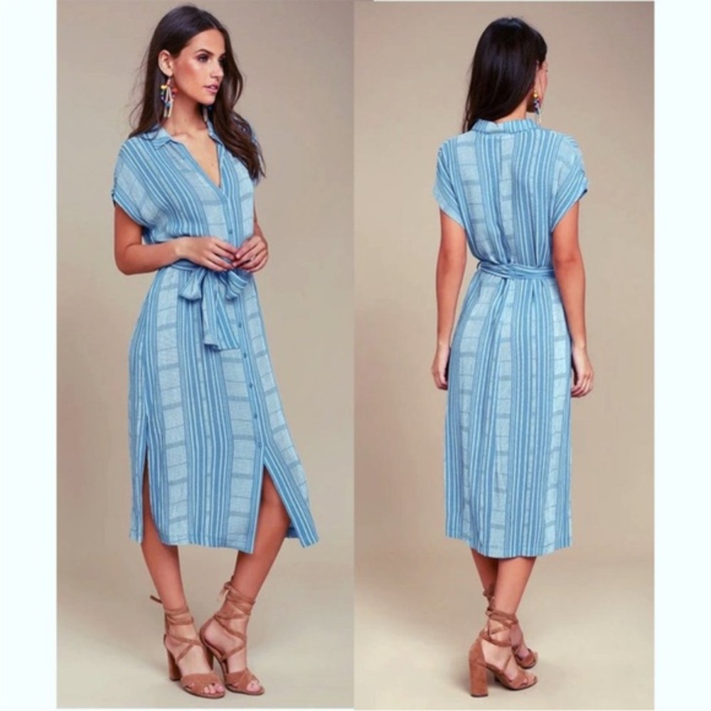 NWT Lush blue stripe shirt dress